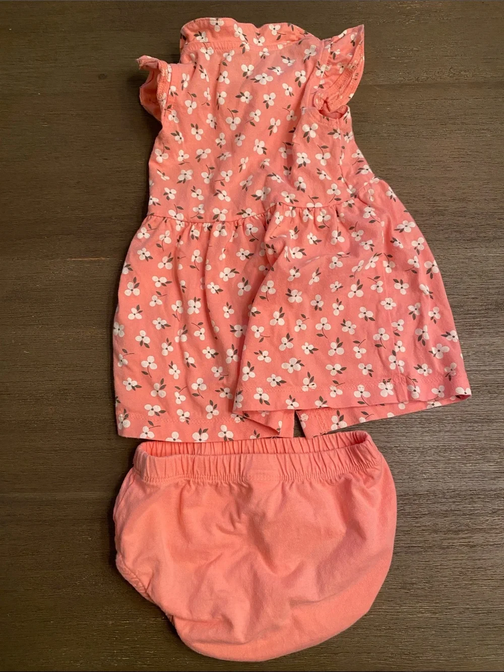 Carter's Coral Floral Dress with Matching Bloomers